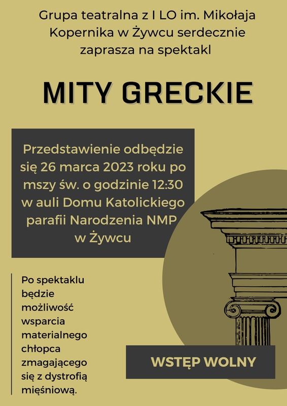 Zaproszenie Na Spektakl Mity Greckie